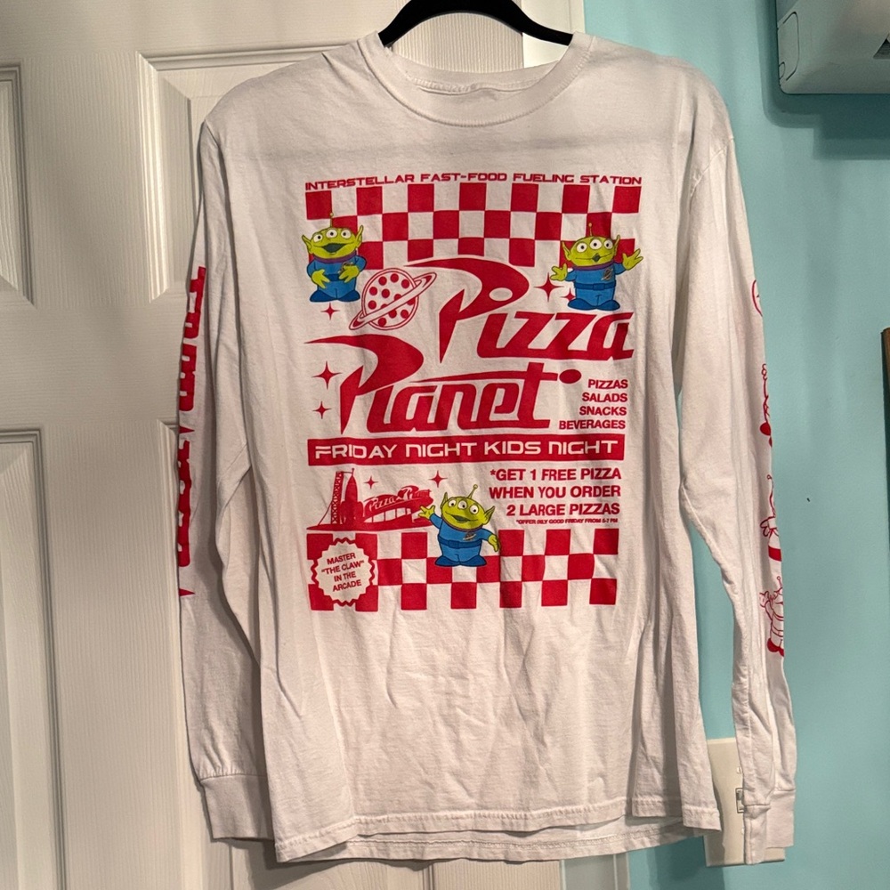 White Pizza Planet Long Sleeve Tee